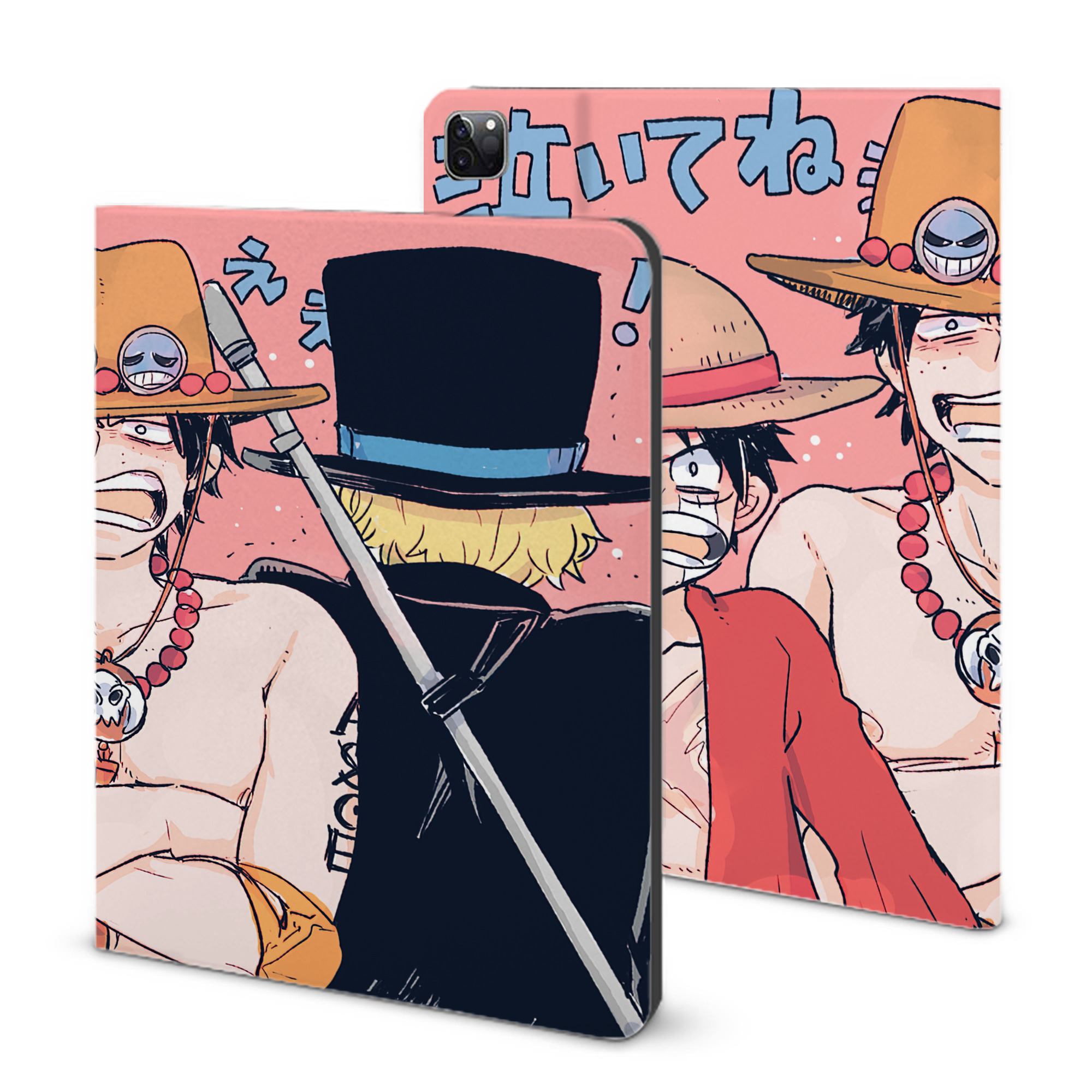 ワンピース ONE PIECE IPad ケース ブック型 PUレザー TPU 耐衝撃 軽量 薄型 ペン収納なし 全面保護 IPad 各モデル対応
